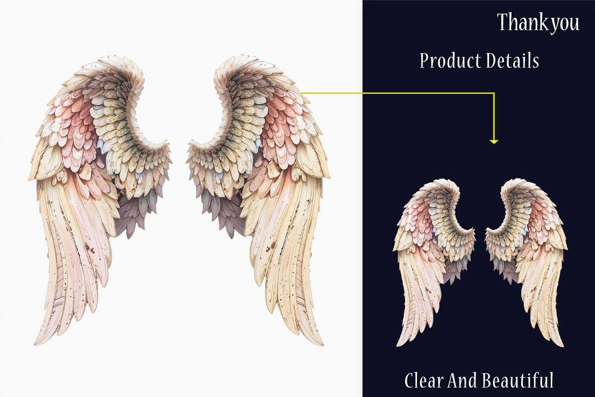 Vintage Angel Wings Clipart, a Graphic by designcity5 (Photo 4 of 5)