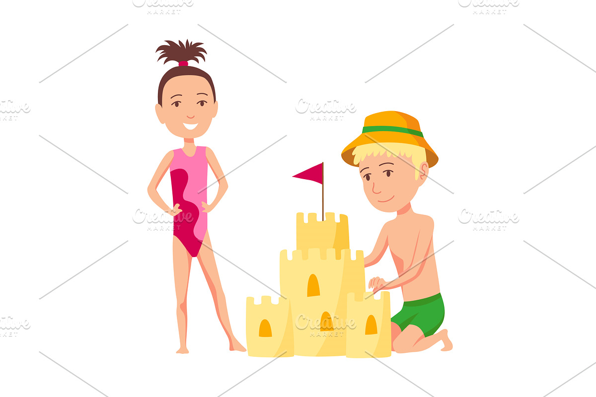 Children delightfully creating a, an Illustration by the8monkey