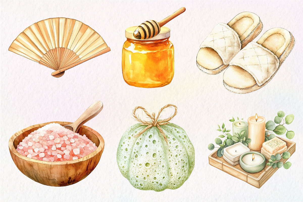 Watercolor Selfcare Clipart, an Illustration by Dream Creation (Photo 4 of 6)