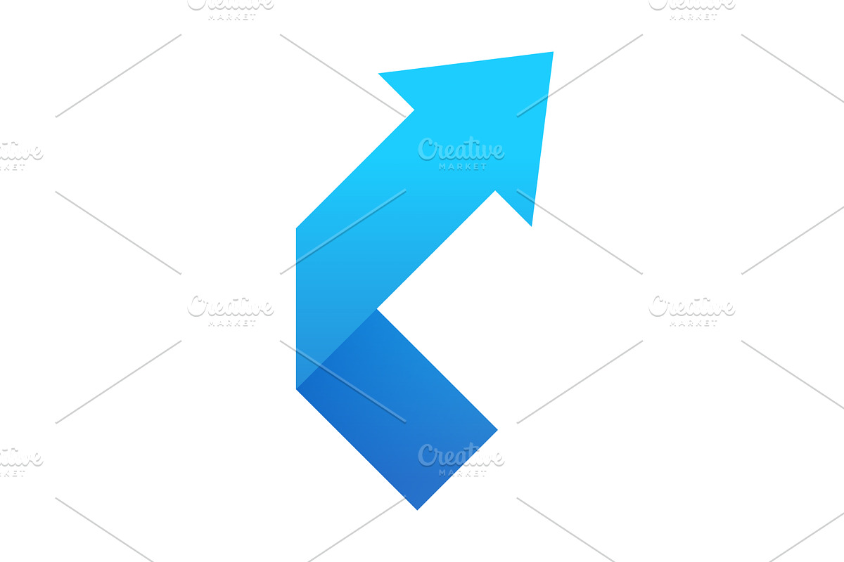 Blue arrow icon, pointing, an Object Illustration by Things for designers