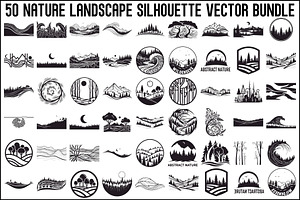 Nature Landscape Silhouette Bundle, an Illustration by Gfx_Store