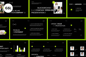 Black Green Pitch Deck Google Slide, a Presentation Template by graphicook