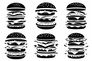 Burgers with ingredients vector, an Object Graphic by Billah Hub