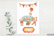 Watercolor Circus Clipart, Animals, an Animal Illustration by Apixsala (Thumbnail 12 of 14)
