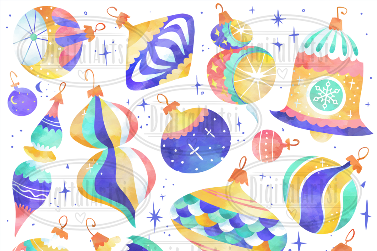 Watercolor Ornaments Clipart, an Illustration by DigitalArtsi (Photo 2 of 3)