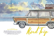 Watercolor Road Trip Clipart Set, a Person Illustration by ArtCreationsDesign (Thumbnail 5 of 19)