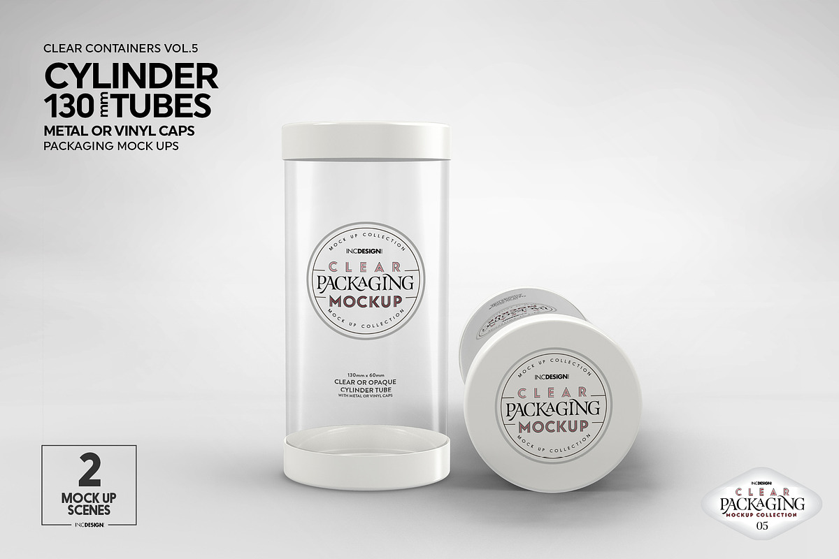130mm Cylinder Tube Packaging Mockup, a Cups & Container Mockup by INCDesign (Photo 6 of 15)
