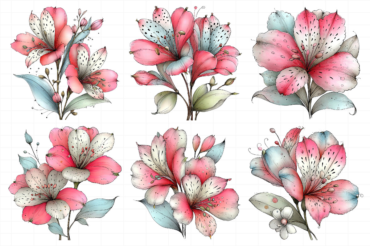 Spring Alstroemeria Flowers Clipart, an Illustration by Daily.Designs (Photo 8 of 8)