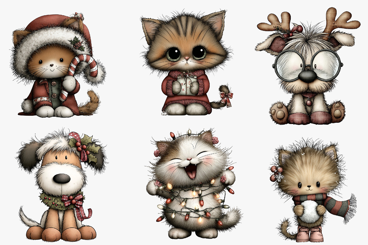 Whimsical Christmas Cat and Dog, an Illustration by CreationArt (Photo 4 of 5)