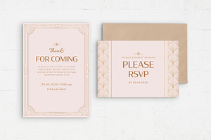 Pink Art Deco Wedding Stationery