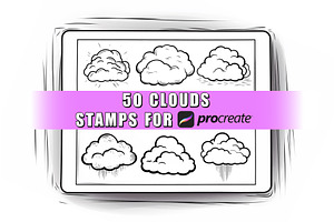 50 Clouds Procreate Stamps Brushes