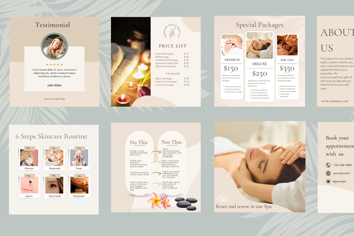 Spa-Wellness Canva Instagram templates preview 3