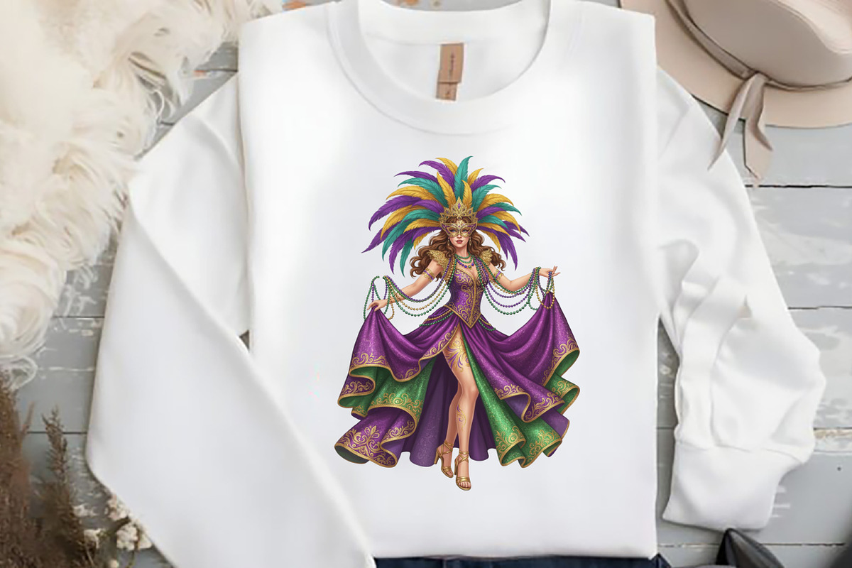 Mardi Gras Girl Sublimation PNG, an Illustration by Black Bird Studio (Photo 2 of 3)
