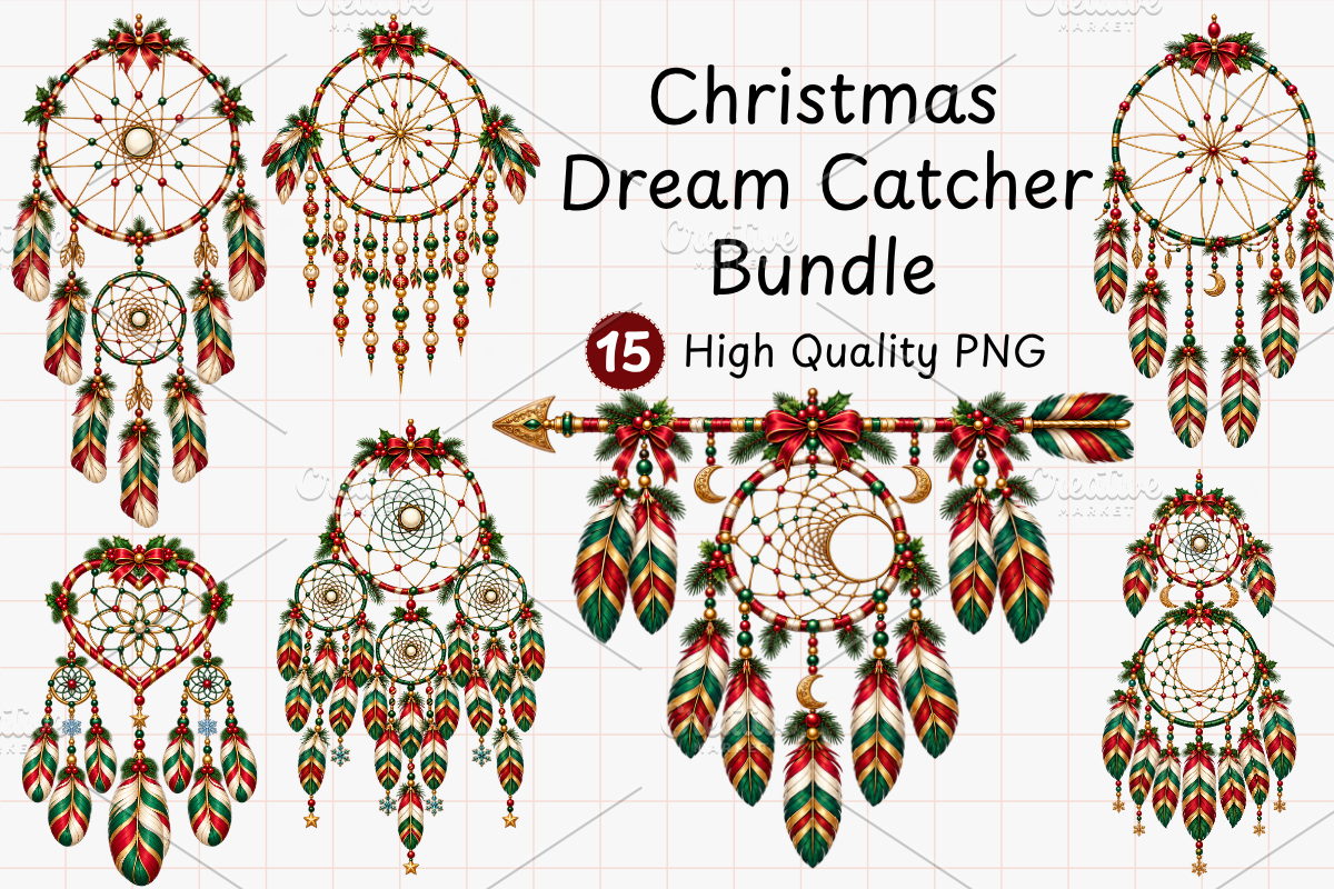 Christmas Dream Catcher Bundle, a Seasonal Illustration by Ink Gallery (Photo 1 of 10)