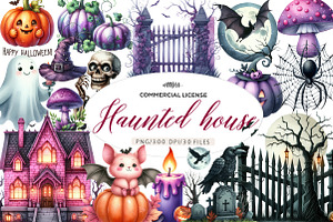 Watercolor  Haunted house, an Illustration by CreationArt