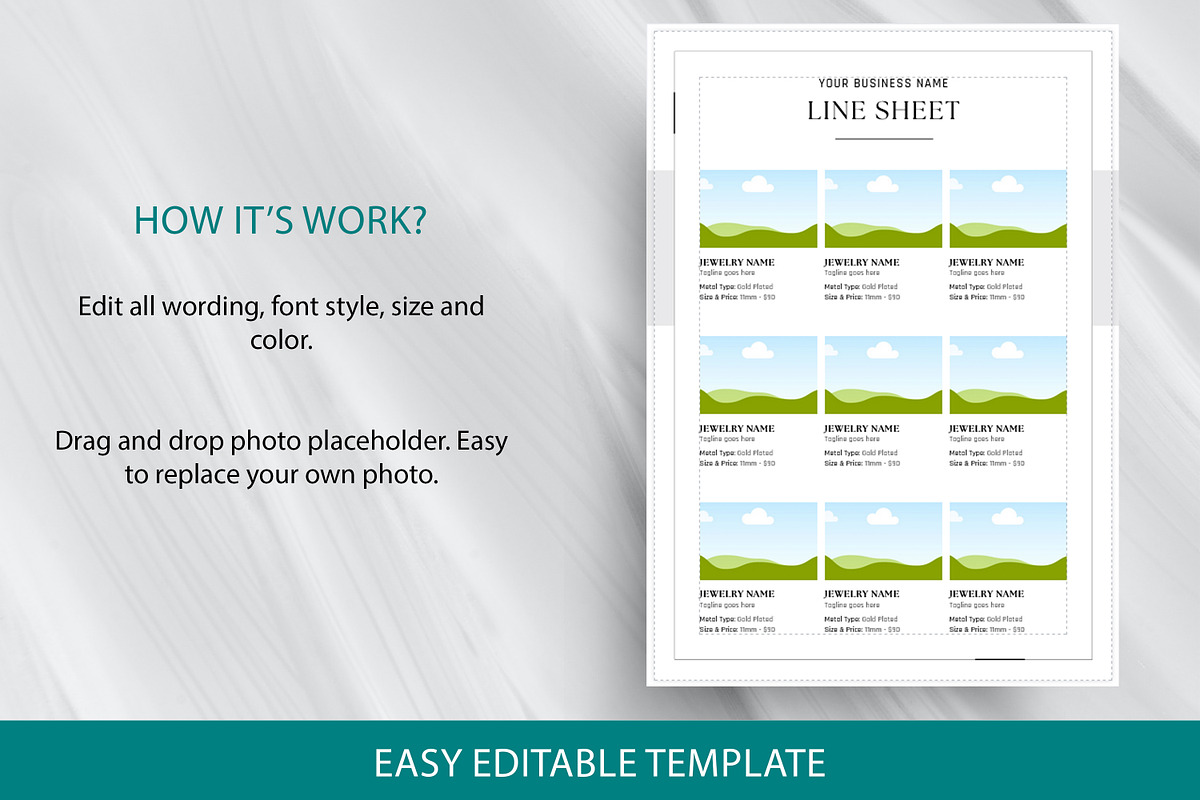Wholesale Line Sheet Canva Template, a Flyer Template by SmmrDesign (Photo 4 of 9)