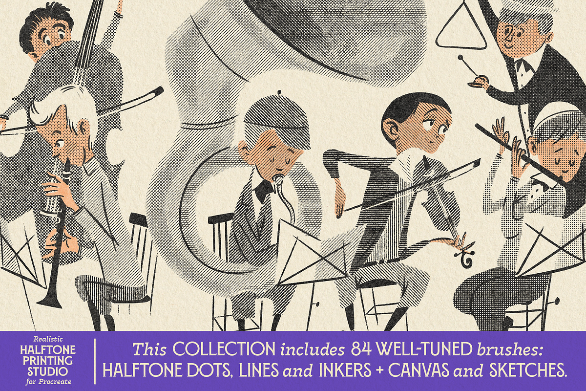 VV Halftone Printing Studio, a Brush Add-On by Vintage Voyage Supply (Photo 3 of 12)
