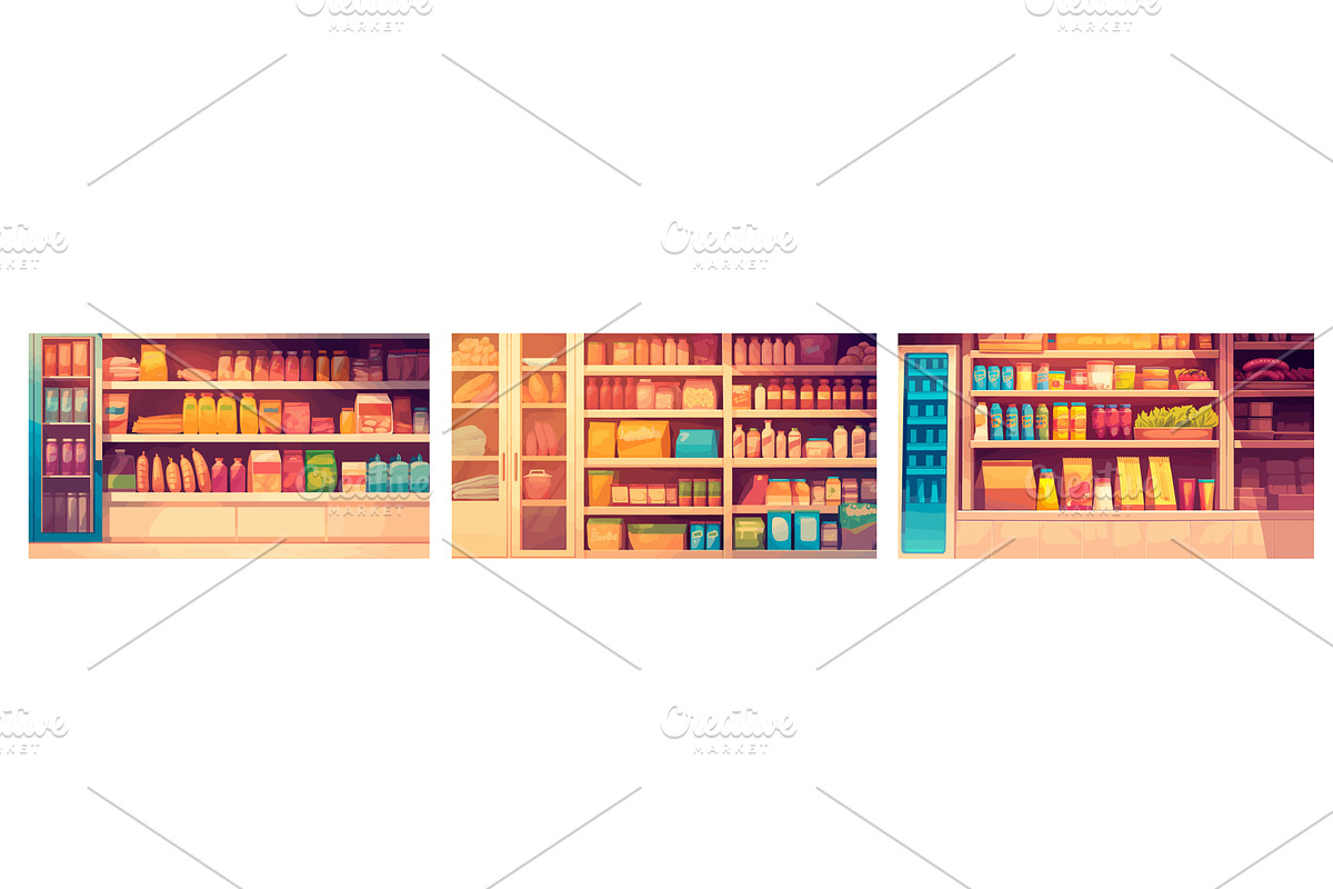 store shelves background. shelf with, a Food Illustration by Stock-Smart-Start
