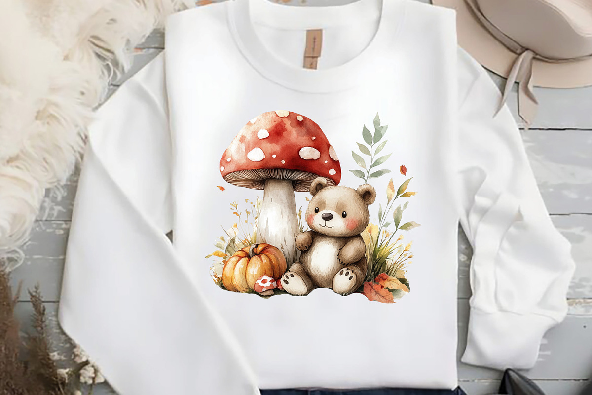 Watercolor Autumn Bear Clipart, an Illustration by DreamCafeArt (Photo 8 of 9)
