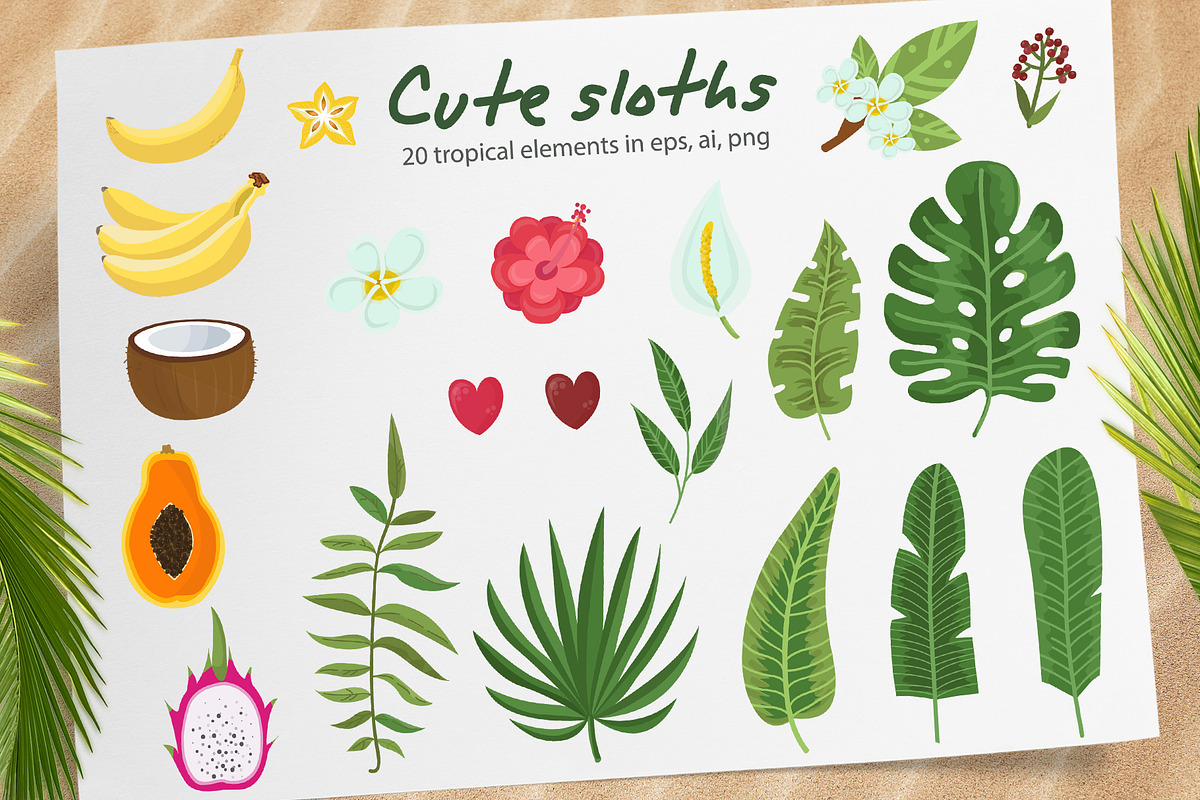 Sloths and tropical plants, an Object Graphic by Nafanya (Photo 3 of 10)