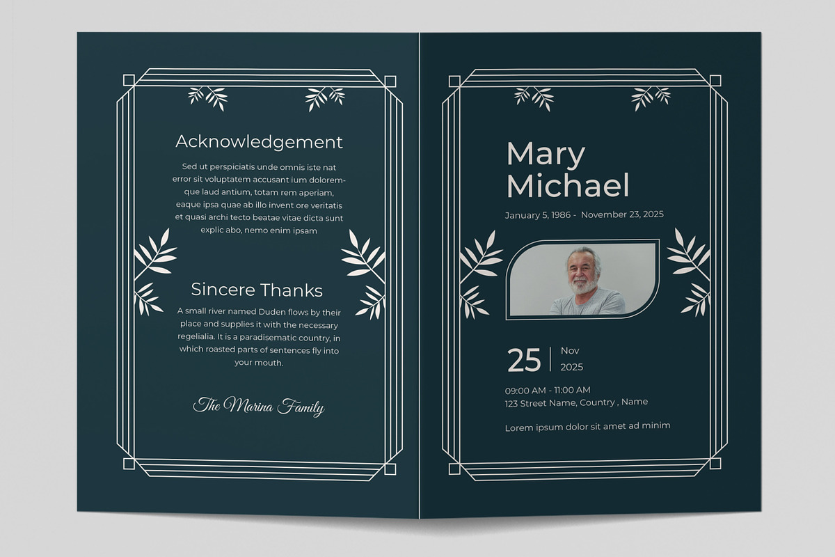 Funeral Program Card Design Layout