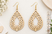 Floral Teardrop Earrings Laser Cut, an Object Graphic by Canvas Craft (Thumbnail 1 of 4)
