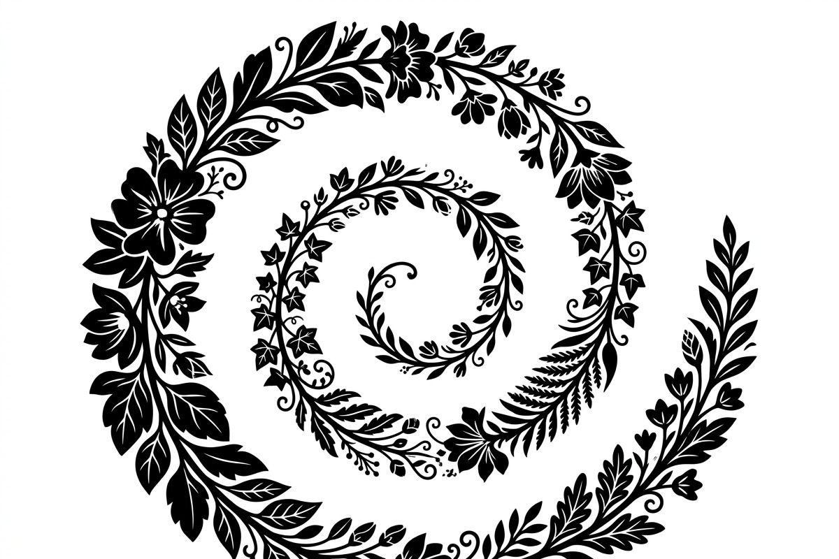 50 Elegant Floral Leaf Spiral Frame, a Decorative Illustration by Amazin_art (Photo 28 of 39)