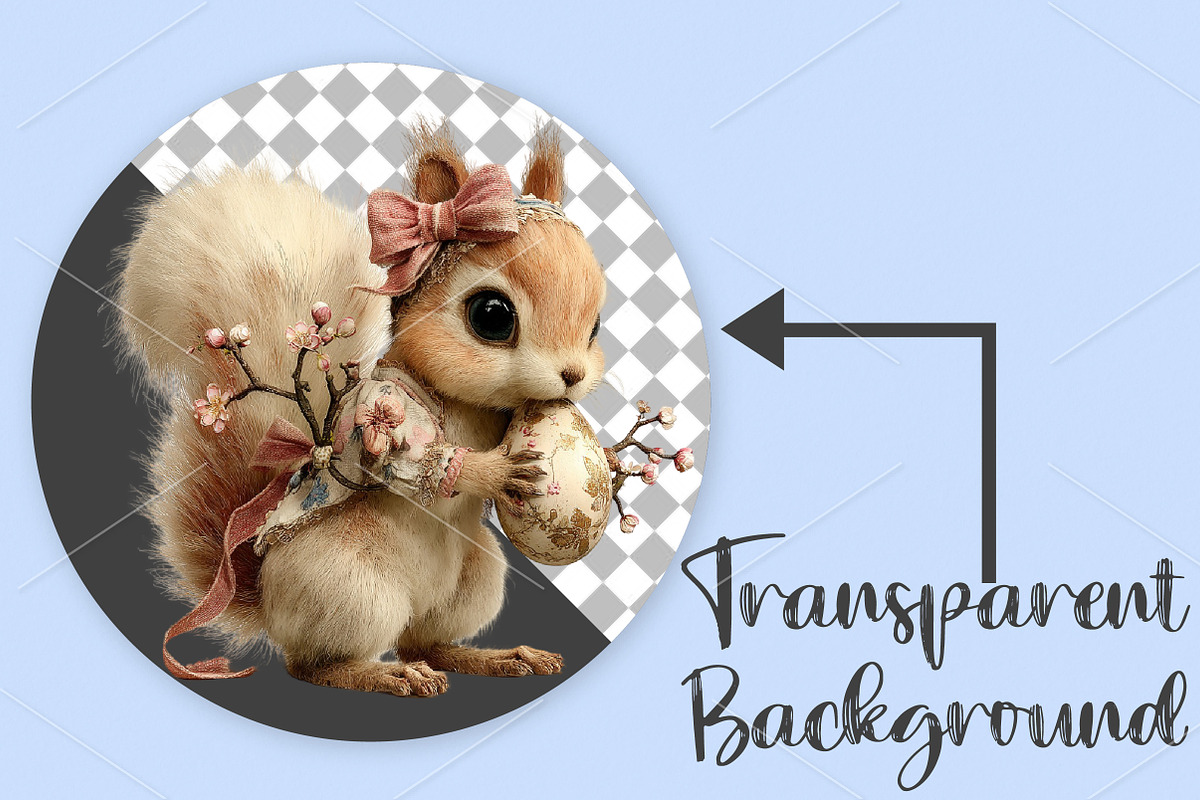 Whimsical Easter Squirrel Clipart, a Seasonal Illustration by Canvas Craft (Photo 2 of 7)