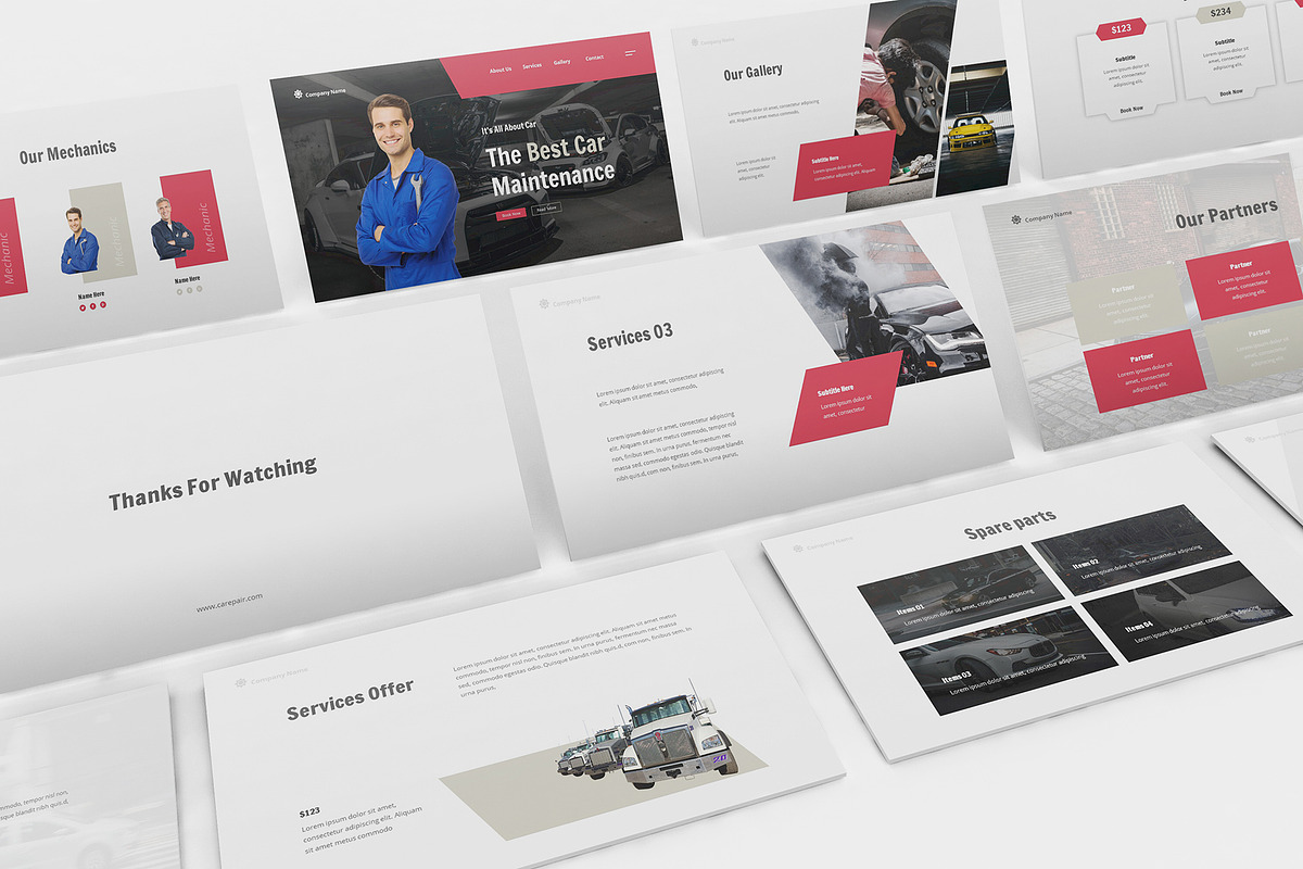 Car Repair Powerpoint Template, a Presentation Template by Formatika Studio