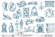 105 line art French Chateau clip art, a Seasonal Illustration by Poppy Lane Studio (Thumbnail 2 of 13)