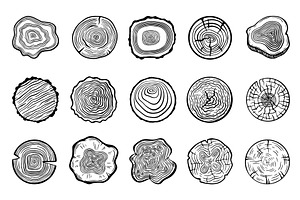 Tree circles. Wood slices with rings, an Object Illustration by Valerie Bodnar