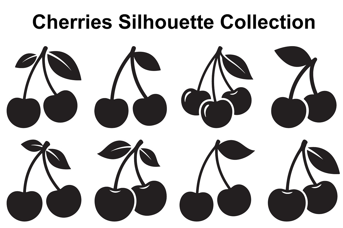 Cherry Pair Silhouette Set, an Object Graphic by Creativeshirt (Photo 1 of 3)