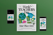 Gray World Teacher Day Flyer Set, a Flyer Template by graphicook (Thumbnail 1 of 3)