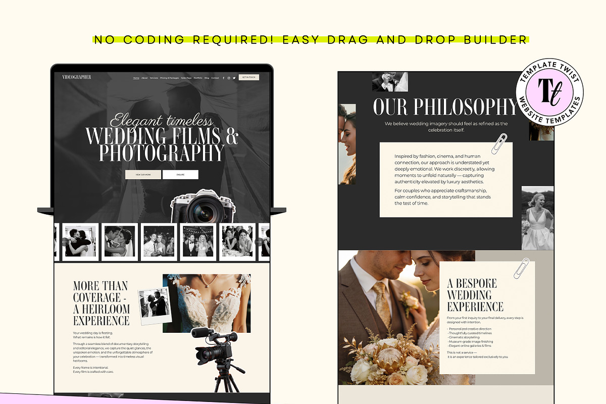 Wedding Videographer Website, a Squarespace Template by Template Twist Shop (Photo 8 of 10)