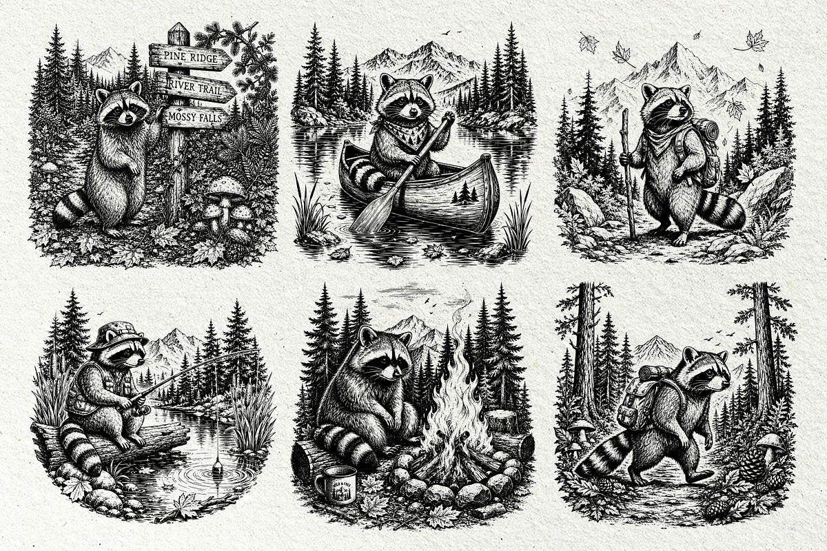 Woodland Raccoon SVG Graphics, an Animal Illustration by DENIDigitalArtSudio (Photo 4 of 8)
