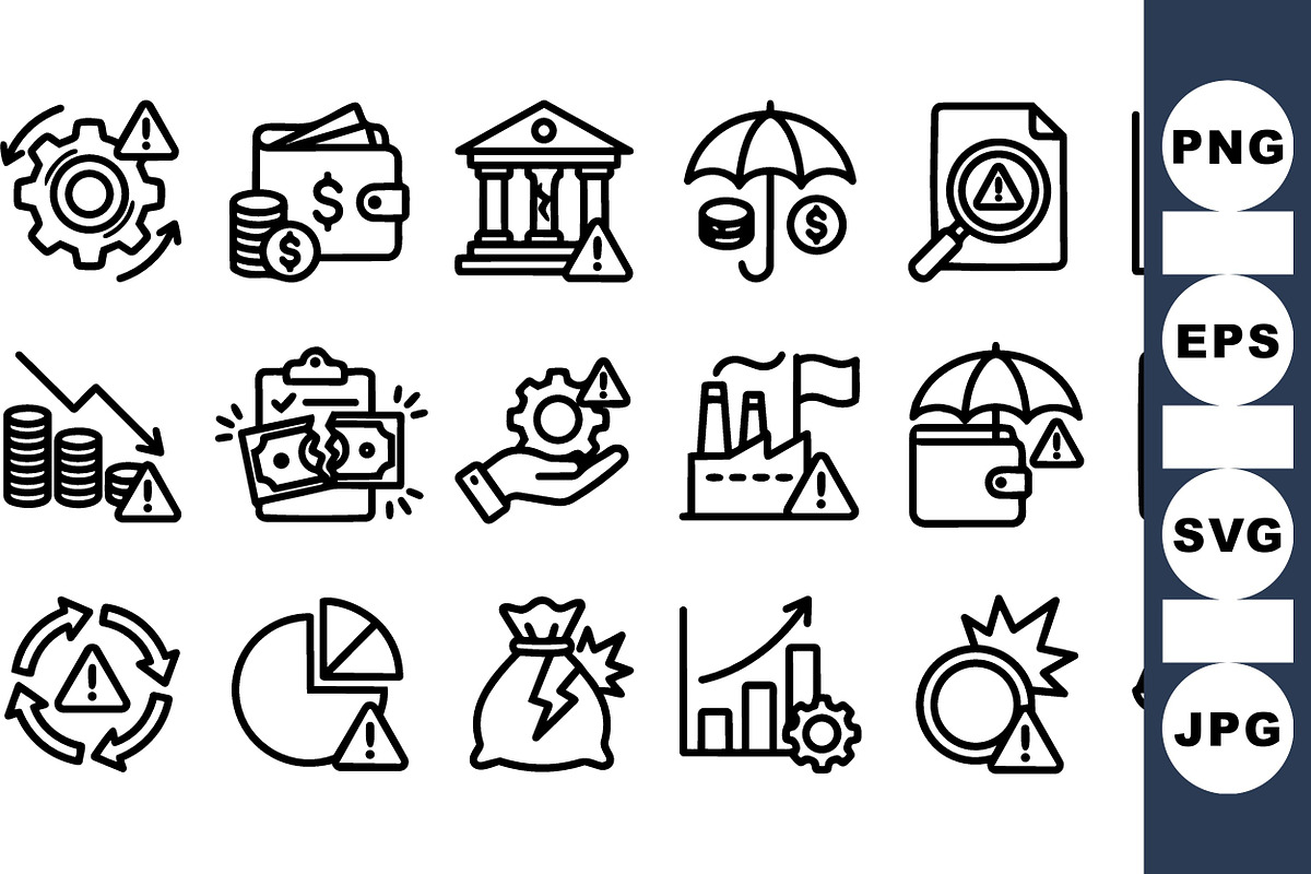 Business Risk Alert Icon Set, an Illustration by designvectx (Photo 1 of 3)