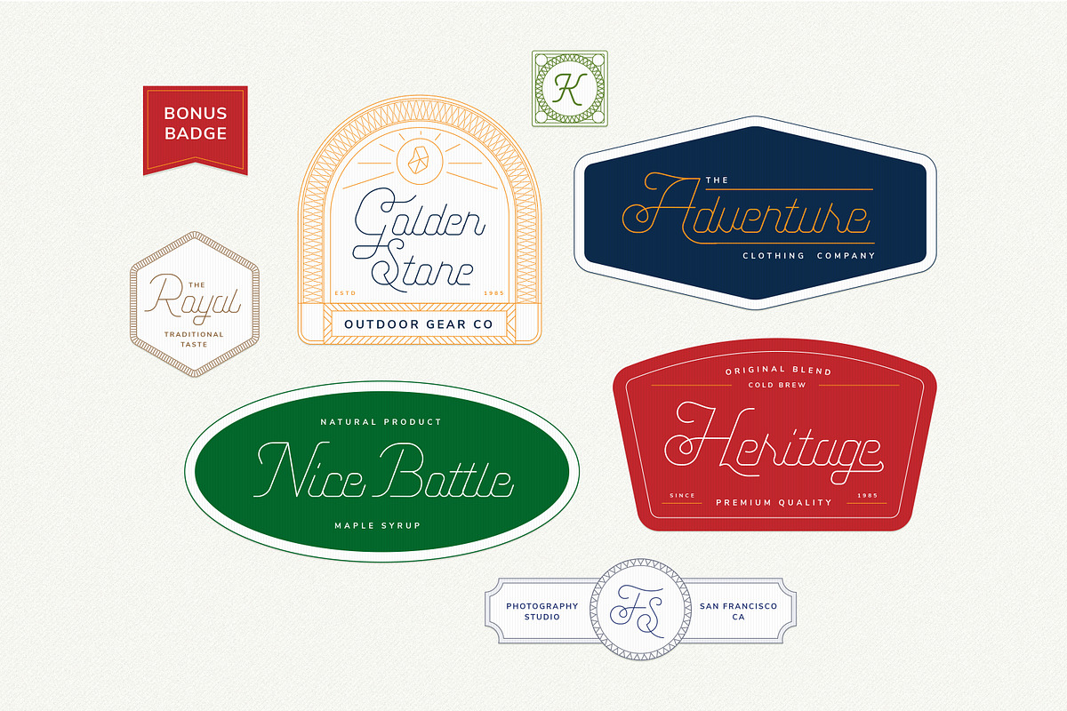 Fitline Script + Badge + Frame preview 2