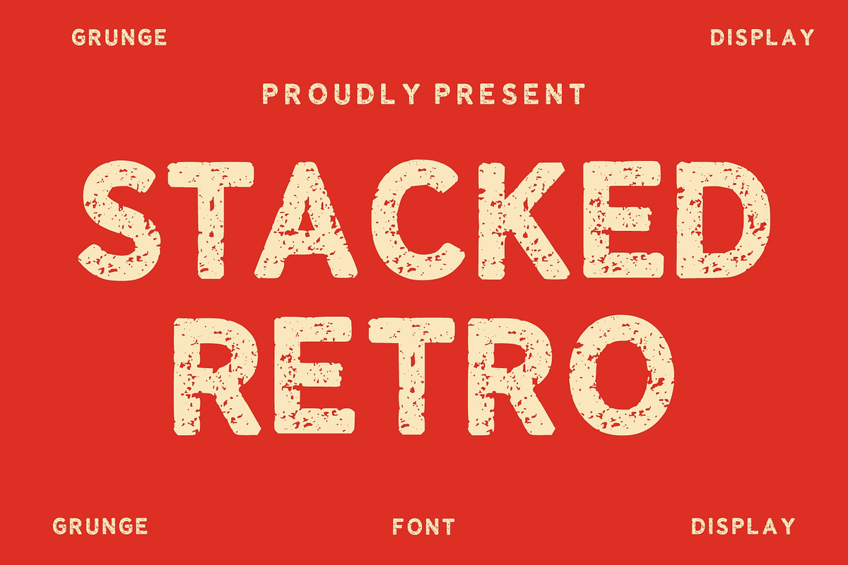 Stacked Retro – Grunge Display Font, a Blackletter Font by Fourteen Letter (Photo 1 of 6)