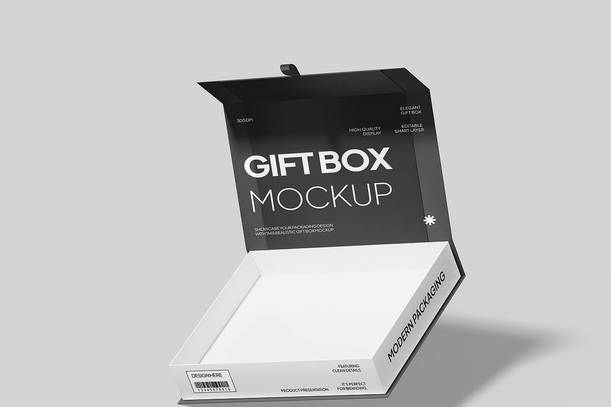 Gift Box Mockup, a Packaging Mockup by Bartama Graphic (Photo 3 of 4)