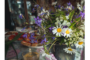 Table setting with wild flowers, a Nature Photo by Fascinadora