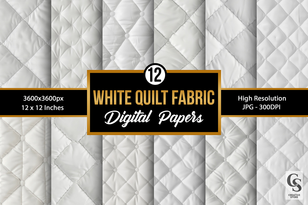 White Quilt Fabric Digital Papers, a Background Graphic by Creative Store (Photo 1 of 4)