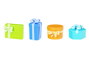 Gift Box 3d Render Set - Closed