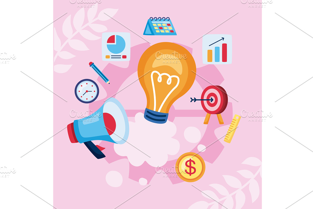bulb with start up, an Object Illustration by studiogstock