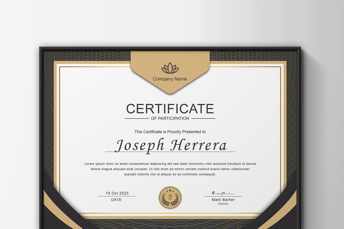 Golden Certificate Template Canva, a Stationery Template by TelaTemplates (Photo 4 of 5)