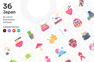 Japan Icons Set - Flat, an Icon by Kmg Design