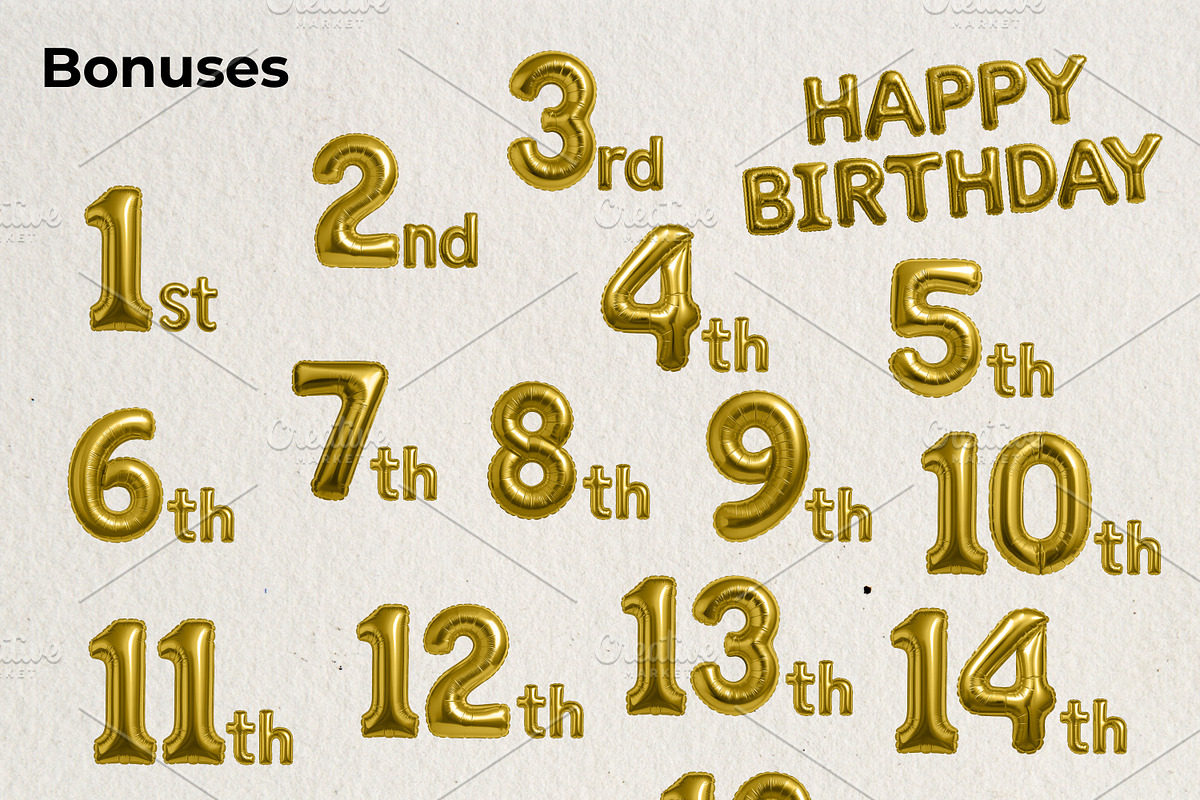 Gold Foil Balloon Pack, an Object Graphic by Bold Leap Creative (Photo 6 of 9)