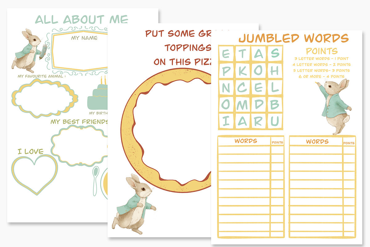 Peter Rabbit Game and clipart, an Education Illustration by AlenaVlasko stock Market (Photo 5 of 7)