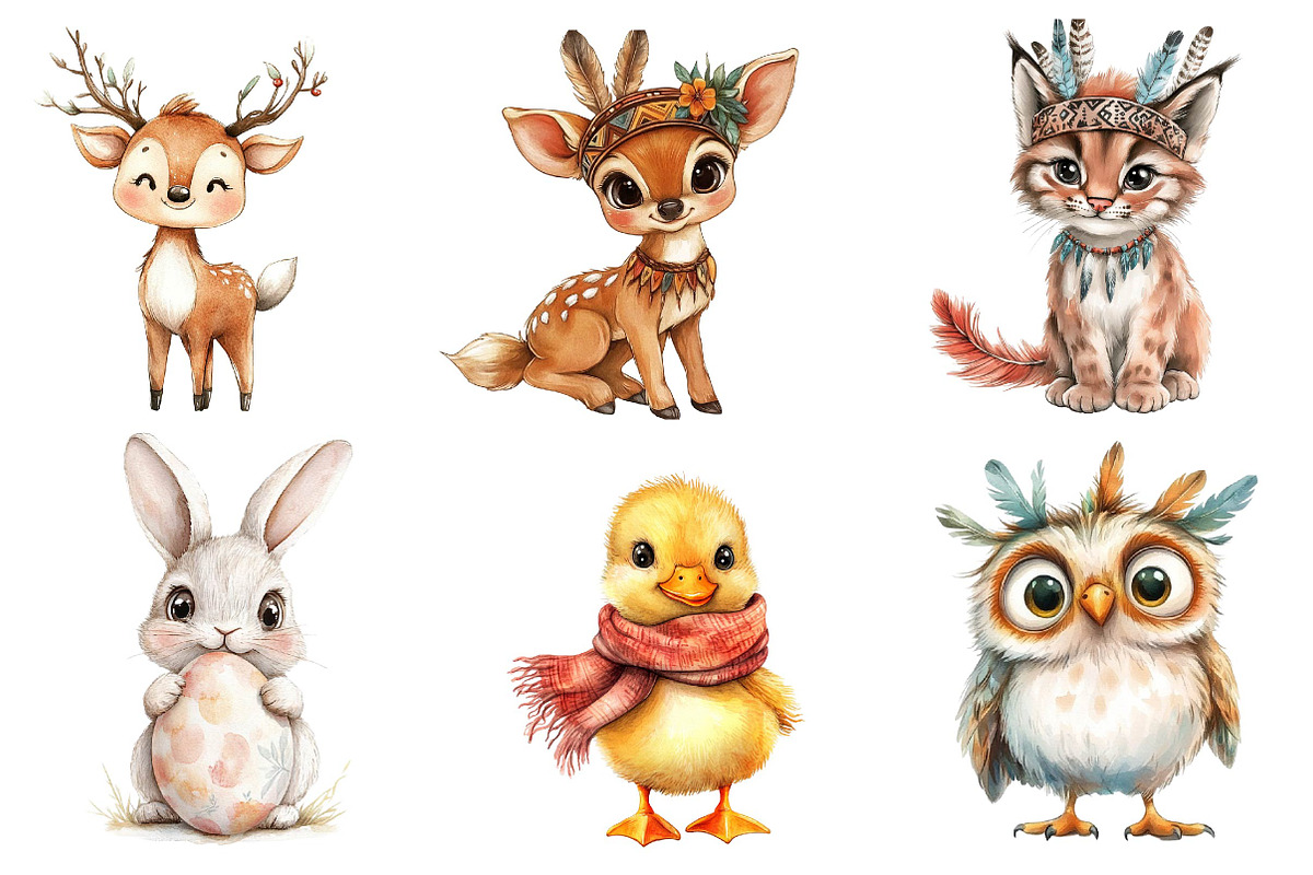 Boho Woodland Animal, Baby Animals, an Illustration by CreationArt (Photo 3 of 5)