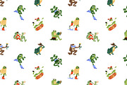 Funny frogs set + seamless patterns, an Animal Illustration by PaperTrident (Thumbnail 4 of 5)