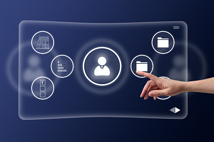 Virtual screen with database, documentation, checklists, archive, a Business Photo by ndanko